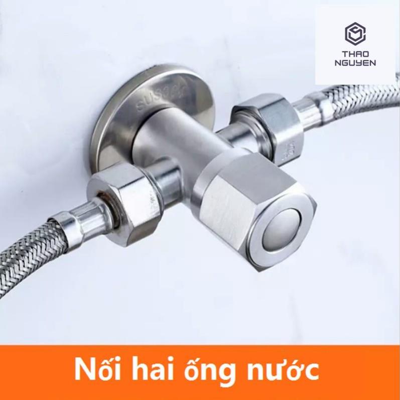 Van giảm áp T cầu Inox SUS 304 chia nước giảm áp lực và khóa 2 đường nước