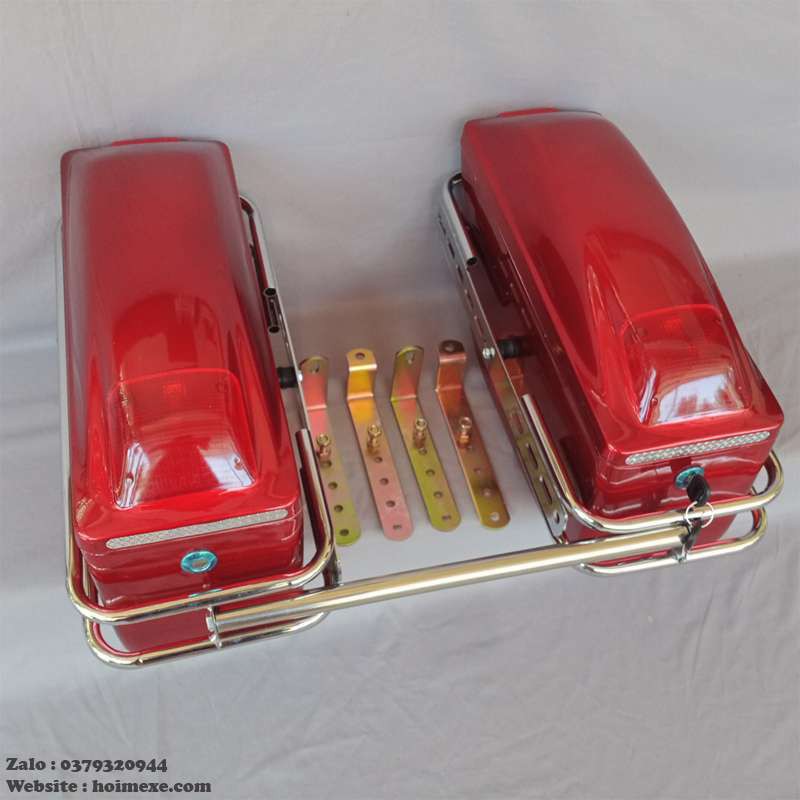 Cặp thùng hông xe máy màu đỏ +2 khung+4 pass