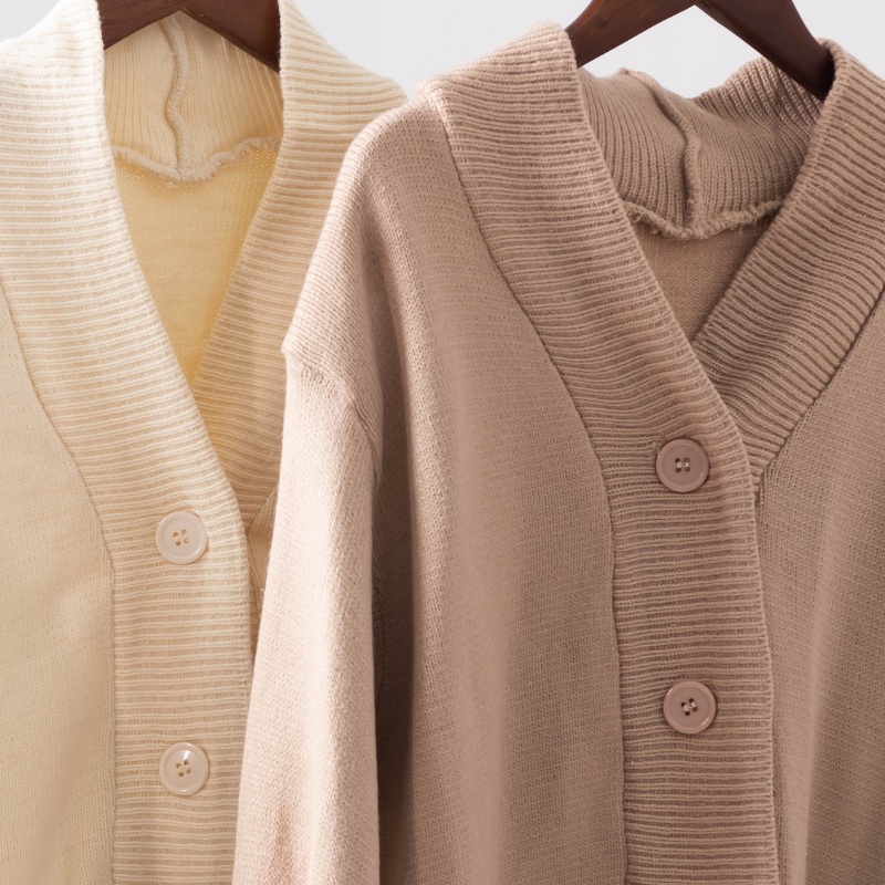 Áo khoác cardigan len nữ cổ tim V phối cùng váy dạ dệt kim phong cách ulzzang Hàn quốc MSP501