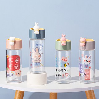 Bình đựng nước hình gấu có nắp gắn icon dễ thương