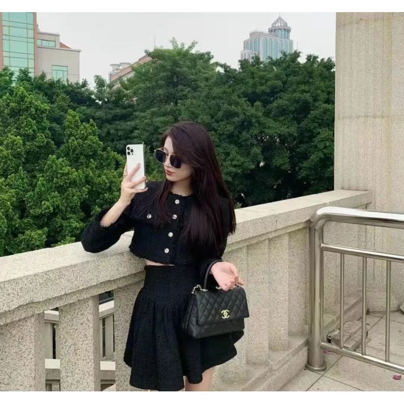 Bộ áo váy cạp cao thời trang mùa xuân 2022 phong cách ngọt ngào cho nữ