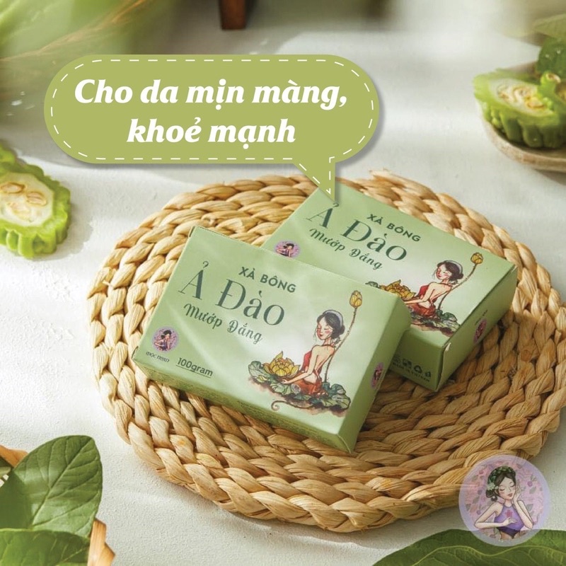 Xà bông nghệ, mướp đắng, handmade, thảo dược, thiên nhiên, sáng da, giảm mụn  chính hiệu MỘC NHAN 100g