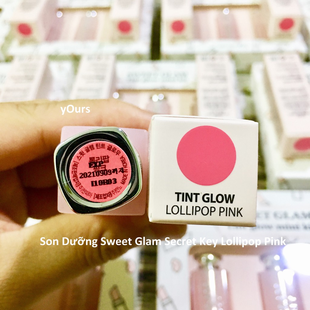 [Đại Lý Chính Thức]  Son Dưỡng Có Màu Sweet Glam Tint Glow Secret Key Lollipop Pink - Son Dưỡng Sweet Glam Màu Hồng Phấn