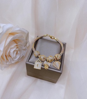 Lắc charm bạc xi vàng cao cấp