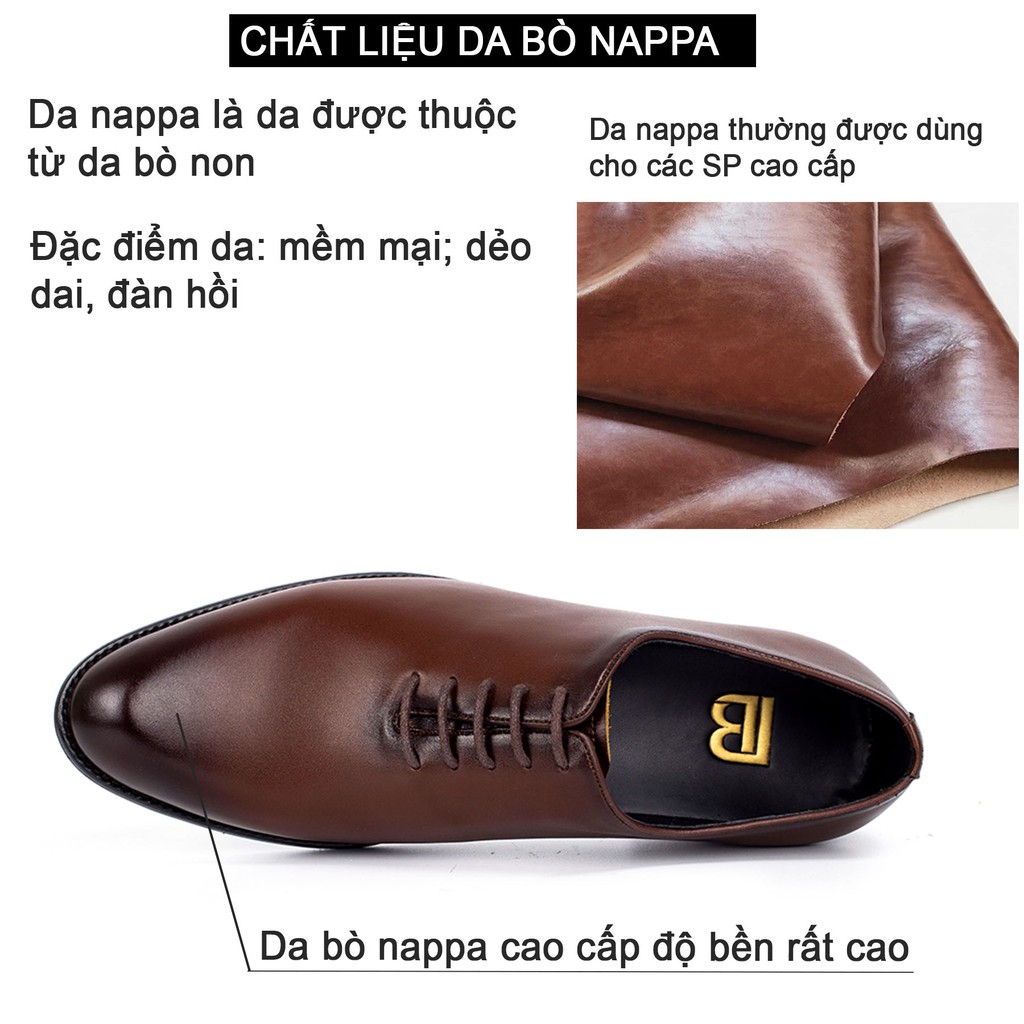 Giày tây nam oxford công sở da bò nappa cao cấp màu nâu G102- Bụi leather- hộp sang trọng -BH 12 tháng