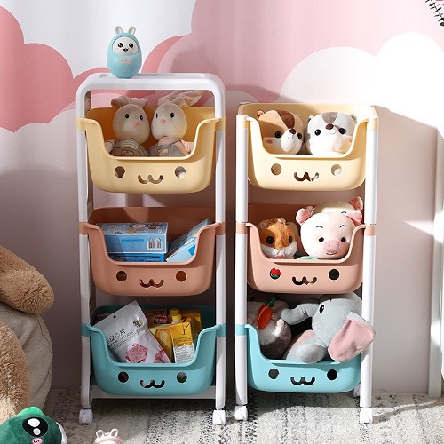 Kệ gấu Hokori 3 Tầng Cho Bé Hình Gấu Có Bánh Xe, Làm Kệ Đựng Đồ Chơi, Kệ Sách Cho Bé