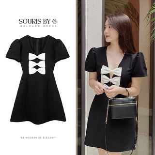 Váy đầm nữ tiểu thư dự tiệc Beloved Dress tay bồng nơ ngực SOURIS BY G