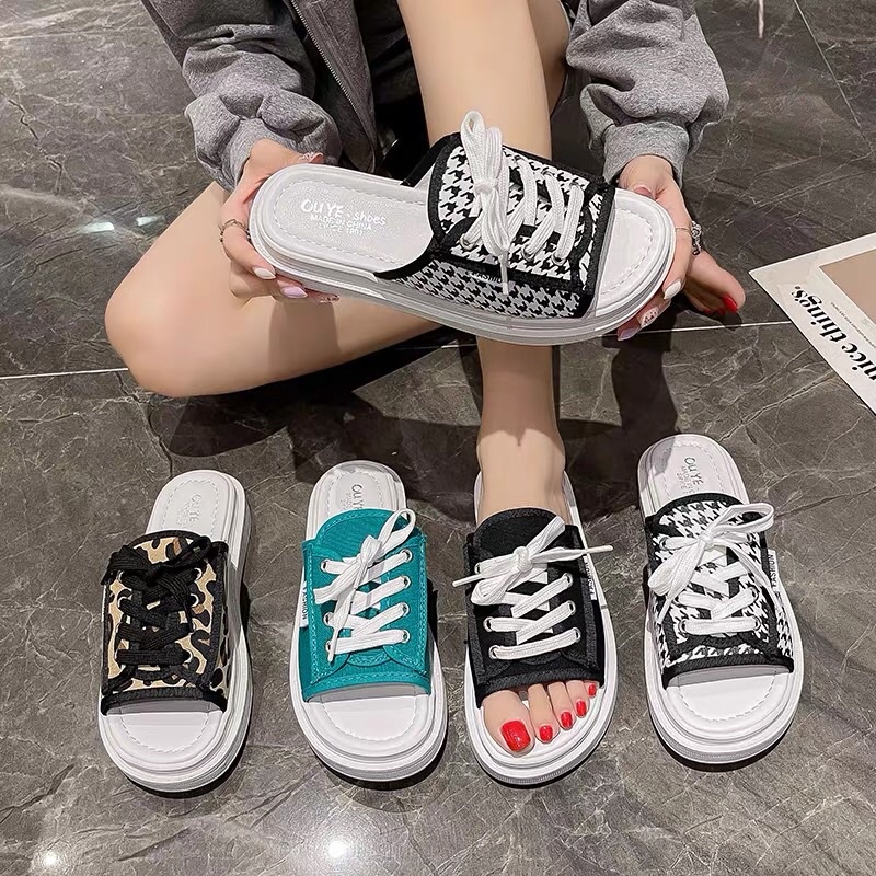 Sandal Nữ Độn Đế Bánh Mì ❤️FREESHIP❤️ Dép Quai Hậu Nữ 2 Quai Kim Tuyến Fasion Siêu Hot