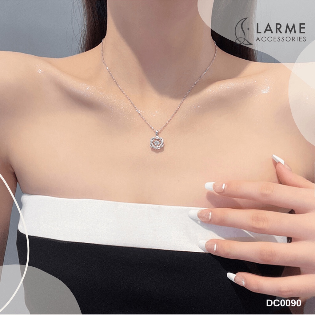 Dây chuyền nữ, vòng cổ nữ mặt tròn đính đá sang trọng Larme accessories - DC0091
