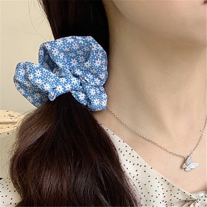 scrunchies xanh biển phong cách dễ thương