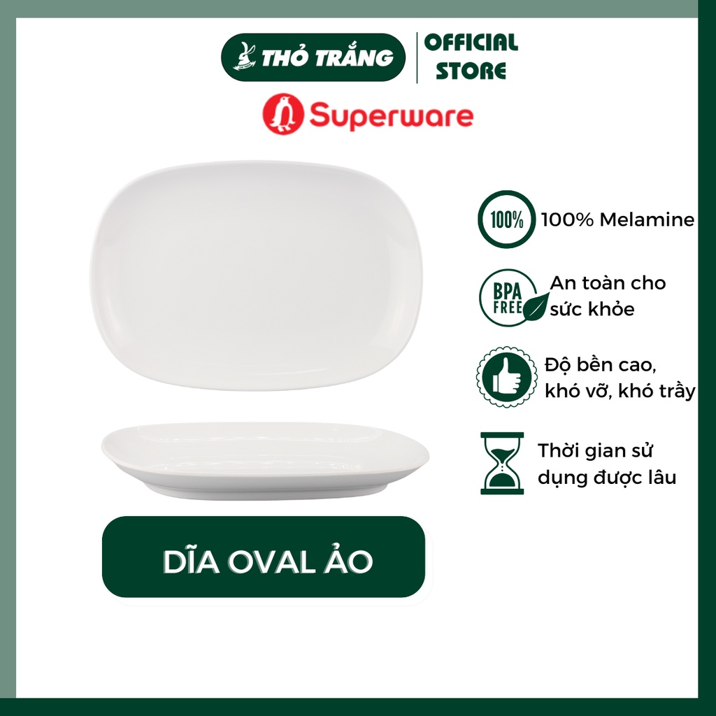 Dĩa nhựa melamine màu trắng Srithai Superware cao cấp đa dạng mẫu mã