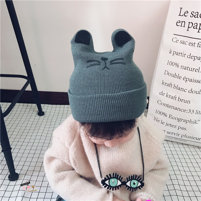 Mũ len tai mèo đáng yêu cho bé