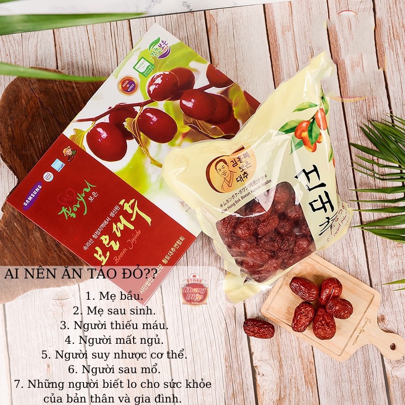 Táo đỏ sấy khô hàn quốc loại 1 chính hãng giàu dinh dưỡng, giúp bổ sung khí huyết 1kg