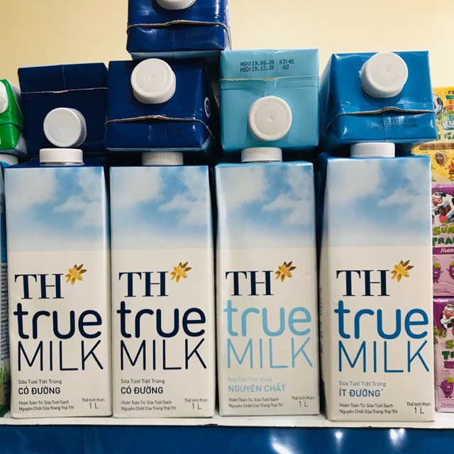 Sữa tươi TH có đường/k đường/ít đường chai 1l
