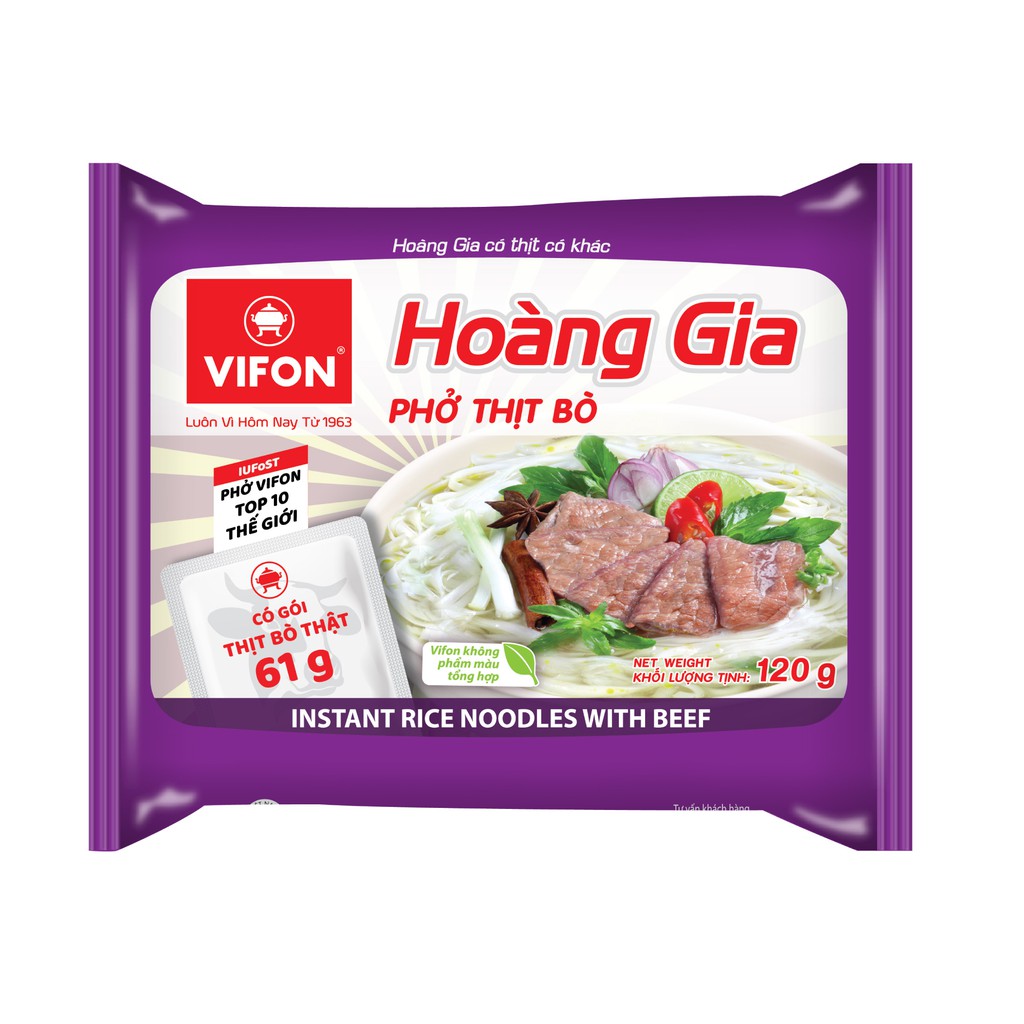 [UY TÍN] Thùng 18 Gói Phở Bò Hoàng Gia VIFON Có Gói Thịt Kèm Theo (120g/Gói) [CHÍNH HÃNG]