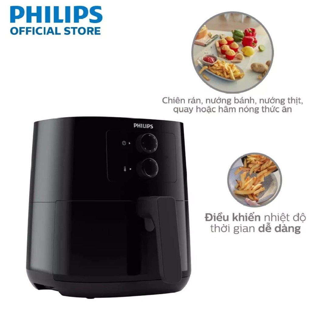 [CHÍNH HÃNG] Nồi chiên không dầu Philips HD9200 - Lòng nồi 4.1L, giỏ nướng 2.2L