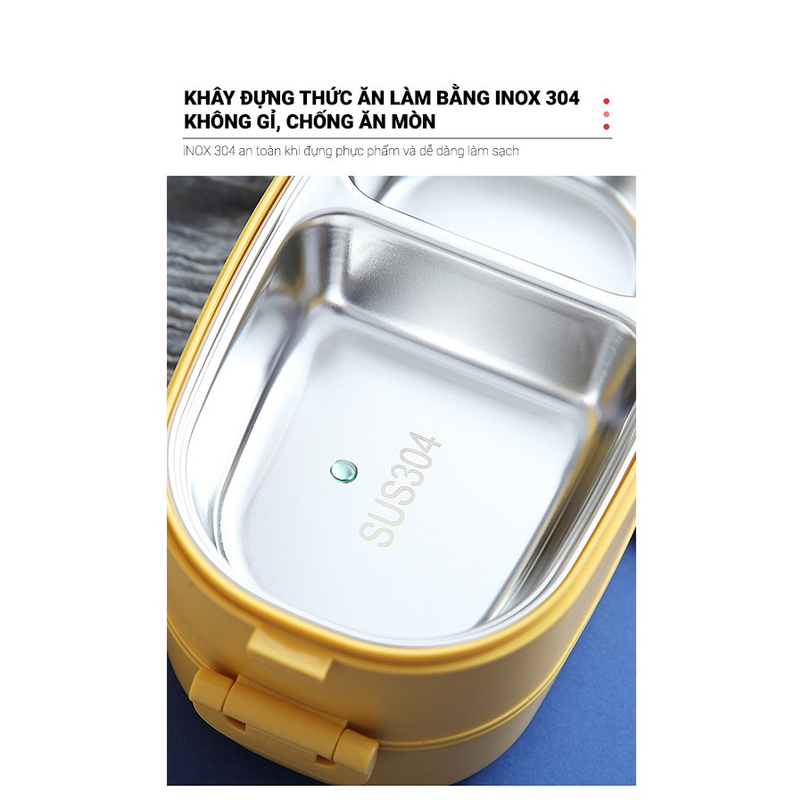 Hộp Cơm Giữ Nhiệt Văn Phòng 2 tầng 3 Ngăn Chất Liệu Tốt Nhất Dùng Trong Thực Phẩm Chịu Nhiệt Chịu Lạnh Tốt- KIT002