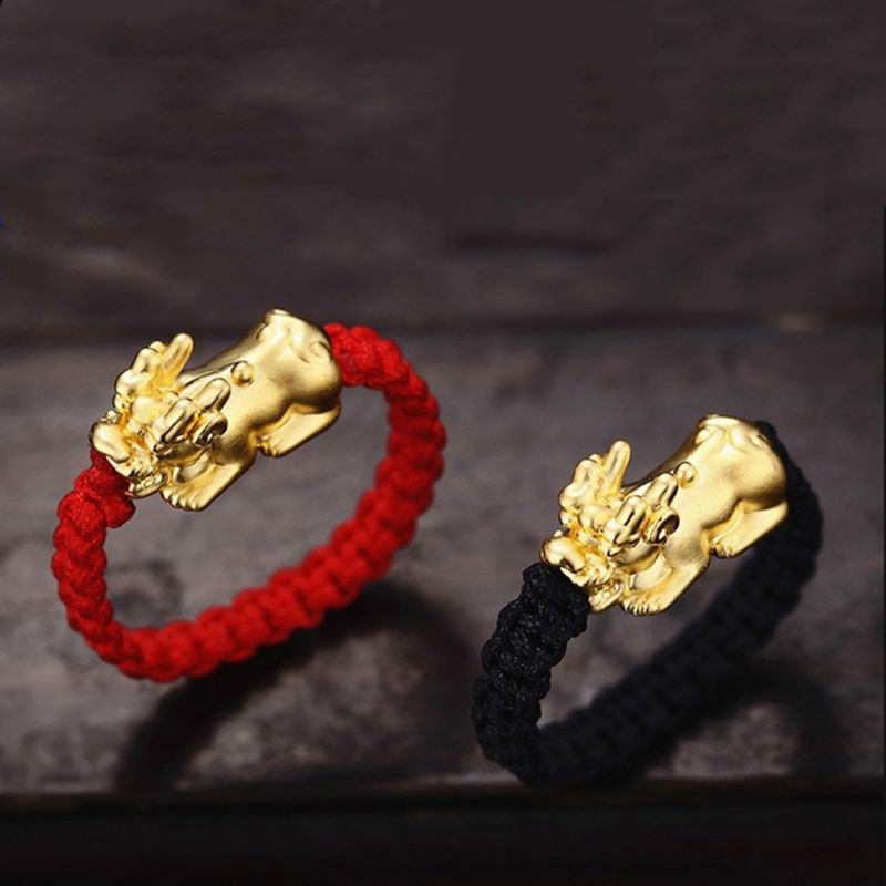 Ivy Pi Xiu Mantra Bead Legendary Auspicious Creature Rings Kabbalah Red String Braided Rings Band Unisex Fashion Jewelry