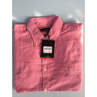 [100% Cotton - Sale] Áo Sơ mi Nam Pierre Cardin Dobby Short Sleeve Shirt (Coral - Size EU - UK)