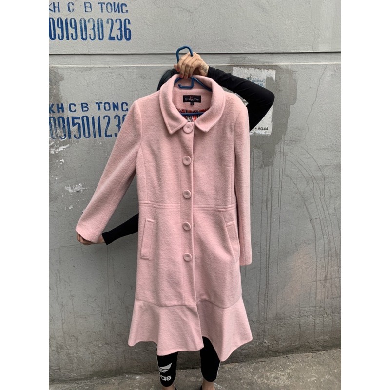 Áo khoác dạ hồng dài Eva de Eva