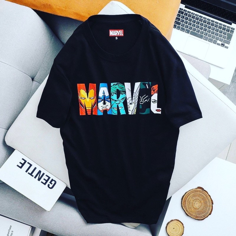 áo thun nam nữ tay ngắn hình in marvel chữ