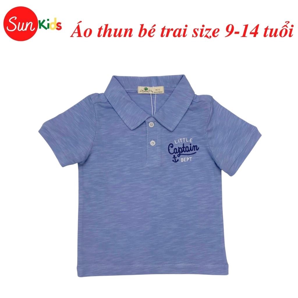 Áo thun bé trai, áo phông bé trai có cổ, size 9-14, chất cotton mềm mát - SUNKIDS1