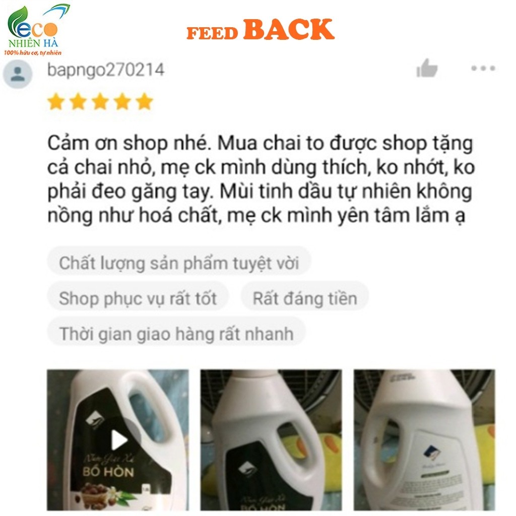 Nước giặt ECOCARE 1L tinh dầu bưởi hữu cơ bồ hòn, nước xả vải không phai quần áo