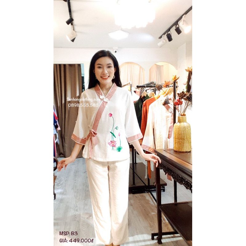 🎁HOT🎀 SET ĐỒ ĐI LỄ LỤA LINEN b3 - quần áo đi chùa Phật tử nữ hàng thiết kế cao cấp có sẵn giao ngay