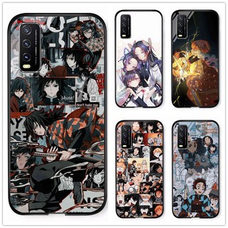 Dành Cho Vivo Y20 / y20S / Y12s Anime Demon Slayer: Kimetsu No Yaiba Kính Cường Lực Chống Sốc Vỏ Điện Thoại Cứng Tùy Chỉnh Cá Tính
