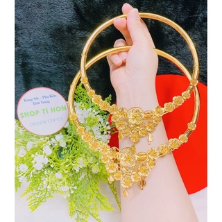 Kiềng hoa cưới cô dâu dát vàng 24 cao cấp mẫu mới tiệm vàng mới về