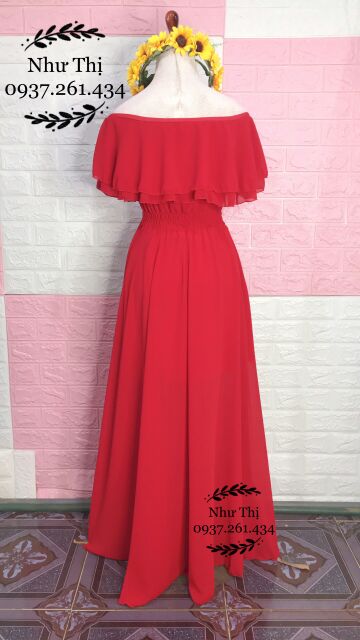(miễn phí chỉnh váy) Maxi voan trễ vai xẻ tà đi tiệc đi biển du lịch chụp ảnh | BigBuy360 - bigbuy360.vn