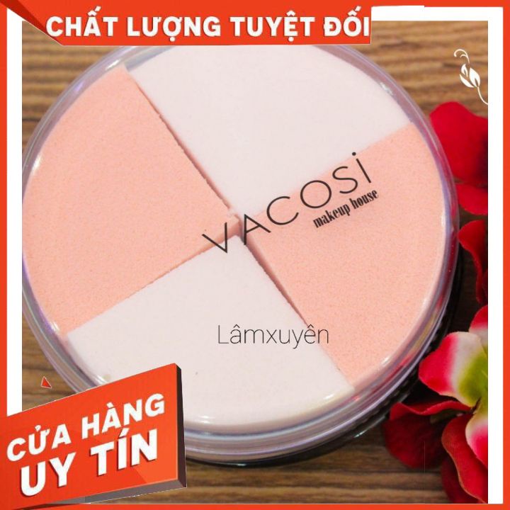 BÔNG PHẤN VACOSI ướt tam giác vuông (bịch 4 miếng)
