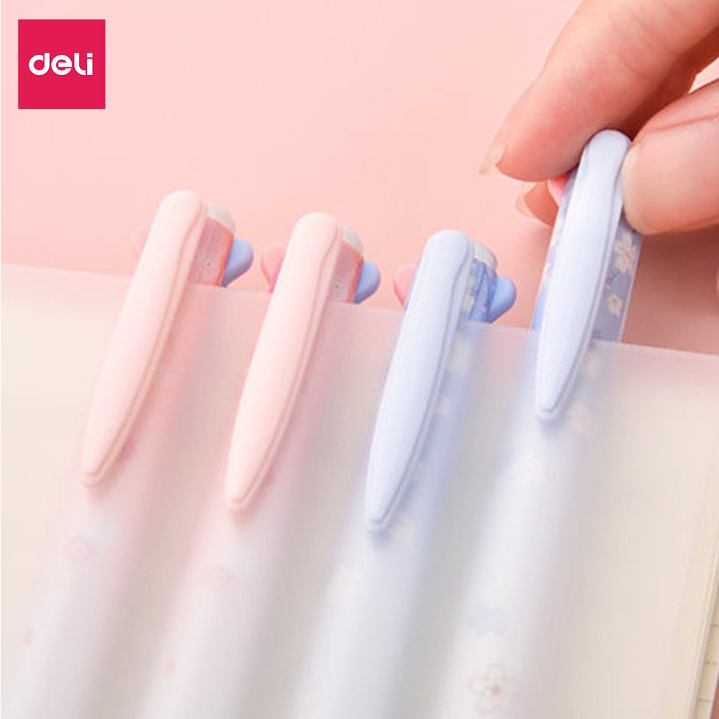 Bút bi 4 màu Deli - Ngòi 0.7mm đâu bi êm, mượt - 4 in 1 - Vỏ hoa Sakura.