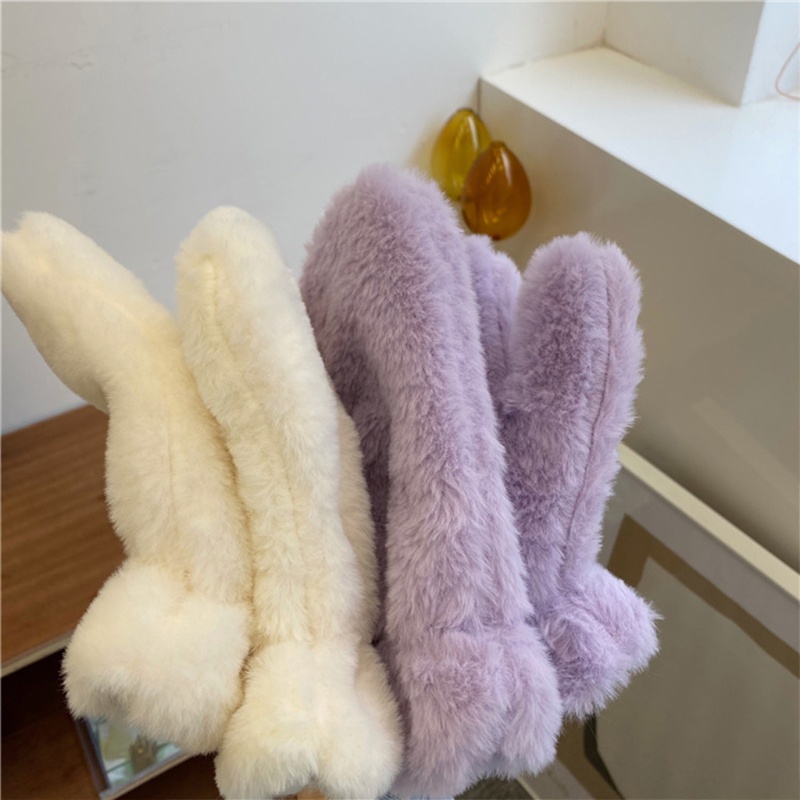 Găng Tay Lông Xù Dày Dặn Ấm Áp Hình Gấu Hoạt Hình Dễ Thương Dành Cho Đi Xe