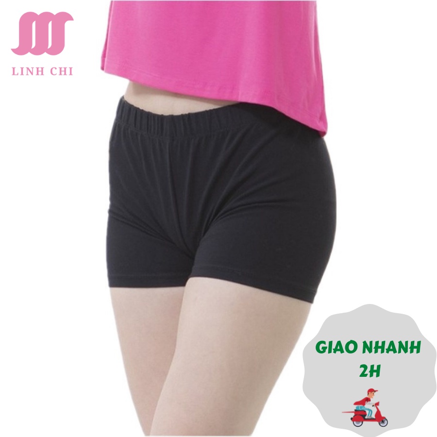 Quần mặc trong váy HATOP vải thun cotton co giãn 4 chiều màu đen QVTD001