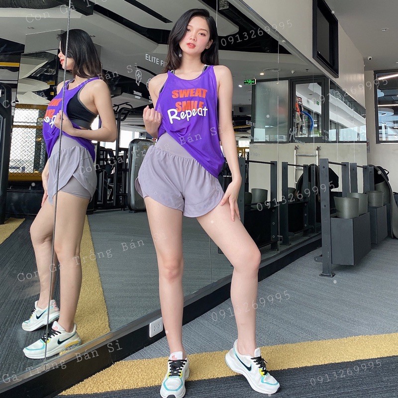 Áo tanktop tập gym nữ rộng 2021 áo tank lưới