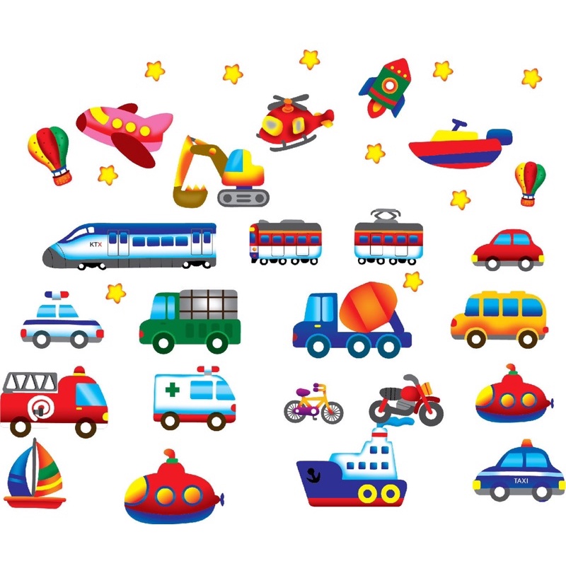 Decal Dán Tường mẫu Oto nhiều loại cho bé thích thú