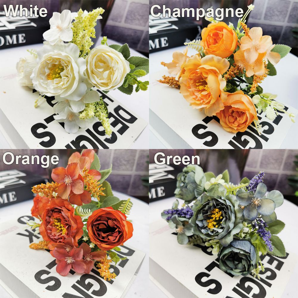 CONOPERY Bó hoa nhân tạo với 5 loại hoa bằng lụa dùng trang trí DIY