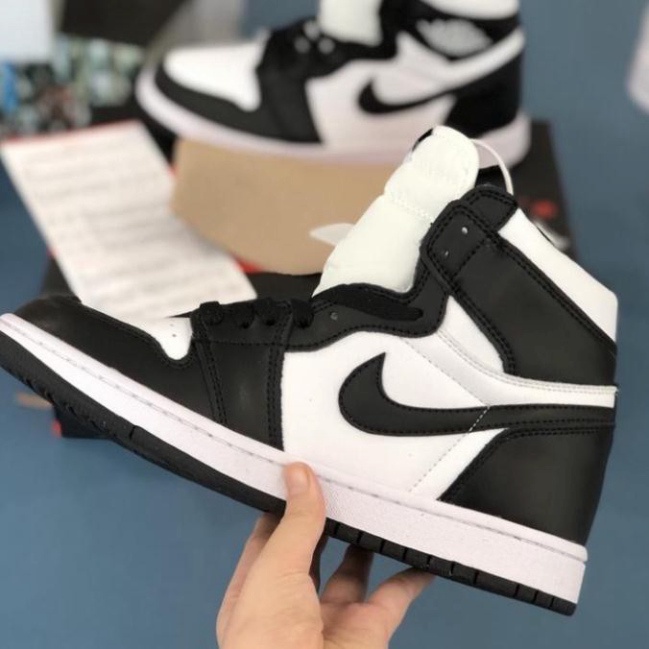 [FREE SHIP] Giày Thể Thao Jordan 1 High Đen Trắng Panda, Sneaker Nam Nữ JD1 Fullbox Da Nhăn