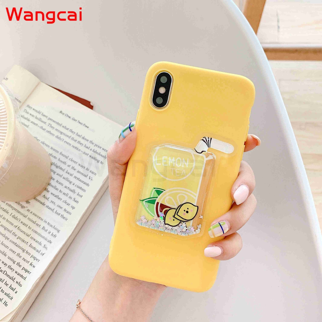 Huawei Nova 5T Honor 7X 7S Y6 Y5Prime 2018 GR5 GR3 2017 Case Liquid Quicksand Lemon Cherry Fruit Cute Cover