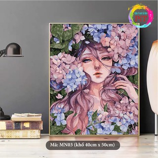 Tranh Tô Màu Theo Số - Tranh Sơn Dầu Số Hóa Mỹ Nữ - MN03
