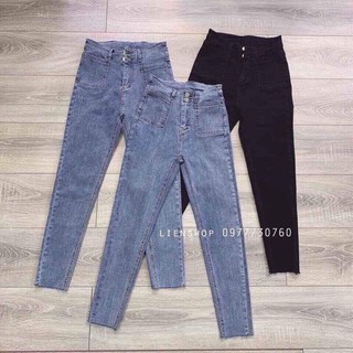 Quần bò cạp cao 2 cúc co dãn
