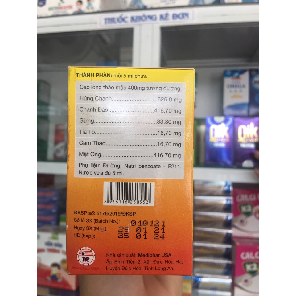 Siro Mật Ong Chanh Đào – Hỗ trợ bổ phế giảm ho do viêm họng, ho lâu ngày, ho do lạnh 25 gói x 5ml- tặng tâm bong cao cấp