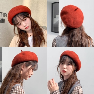 Mũ beret len màu trơn thời trang xinh xắn cho nữ