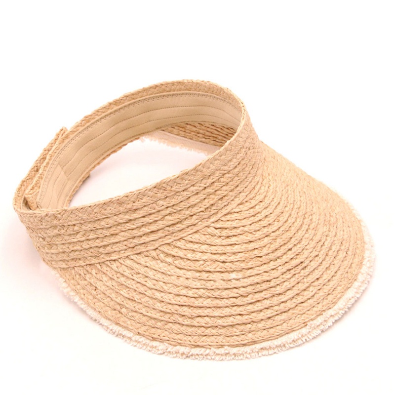 Mũ Rơm Chống Nắng Rộng Vành Hở Chóp Có Thể Gập Lại Trang Trí Cá Tính Cho Nữ Ha