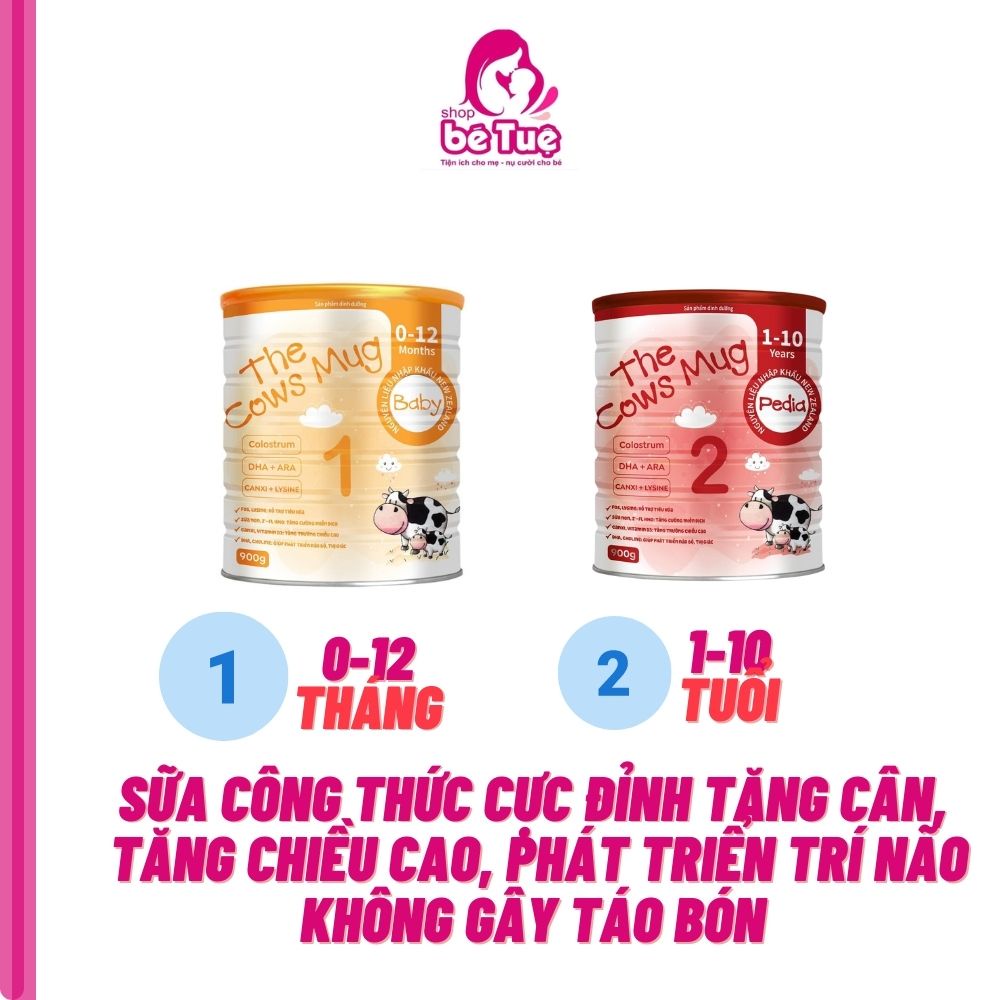 Sữa Bột The Cows Mug 900g 0 - 10 tuổi Giúp bé Tăng Cân Phát Triển Chiều Cao Không Gây Táo Bón