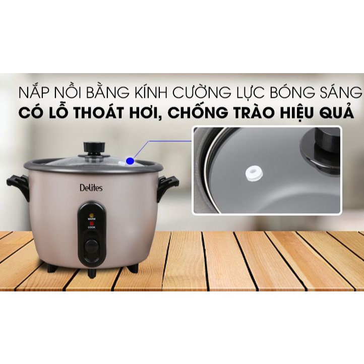 Nồi cơm điện nắp rời Delites 1.8 lít RC-10W003-Chính Hãng trưng bày 99%-Dung tích 1.8 lít