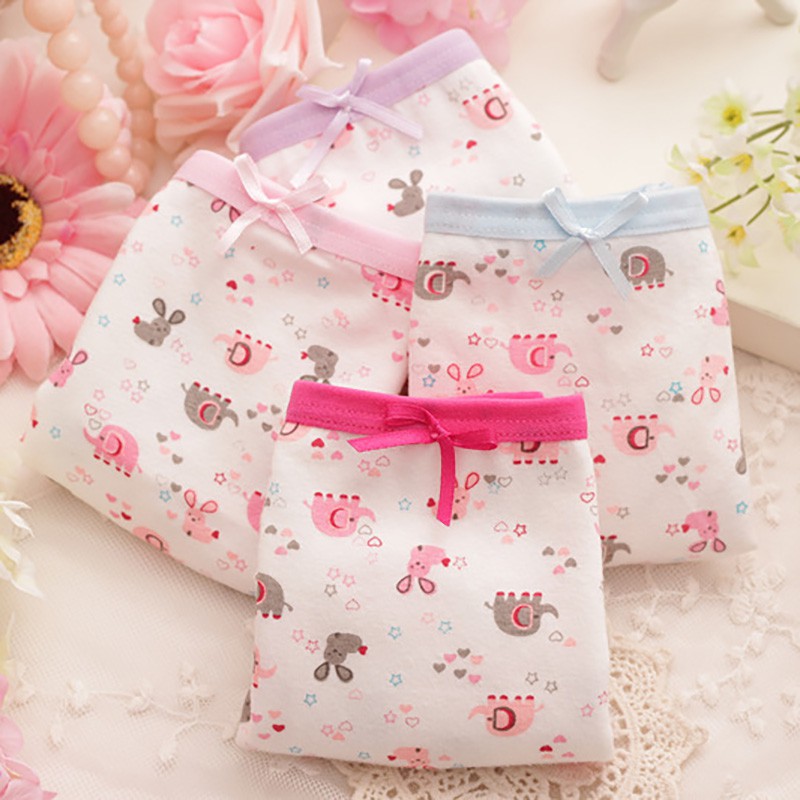 Quần lót cotton họa tiết con voi đáng yêu dành cho bé gái 2-10 tuổi
