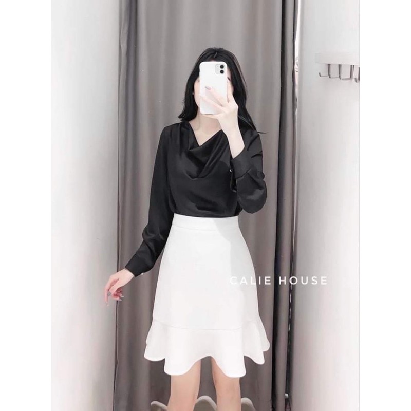 ÁO ĐŨI LỤA TAY DÀI CỔ ĐỔ | BigBuy360 - bigbuy360.vn