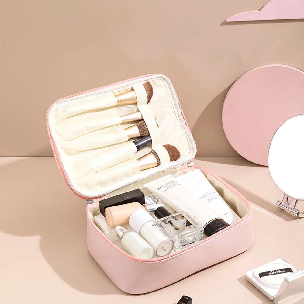 Túi Đựng Mỹ Phẩm Da PU Chống Thấm Nước Có Khóa Kéo Đơn Giản Thời Trang Cho Nữ